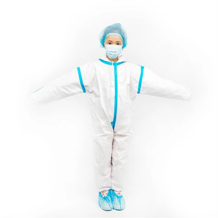 Disposable medical coverall with blue tapes 3